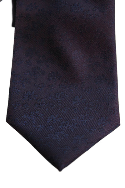 Michael Kors Mens Satin Floral Print Tie Dark Purple