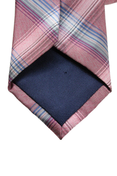 Michael Kors Mens Satin Plaid Print Tie Red