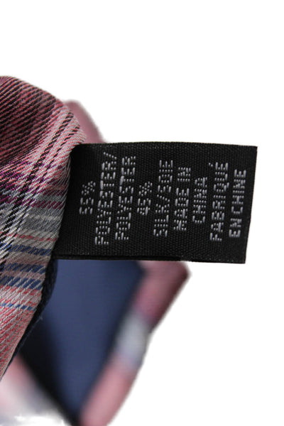 Michael Kors Mens Satin Plaid Print Tie Red