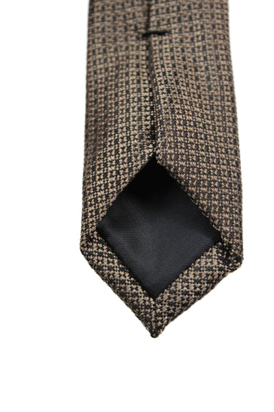 Calvin Klein Mens Satin Geometric Print Tie Brown