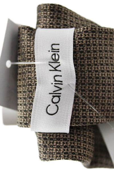Calvin Klein Mens Satin Geometric Print Tie Brown