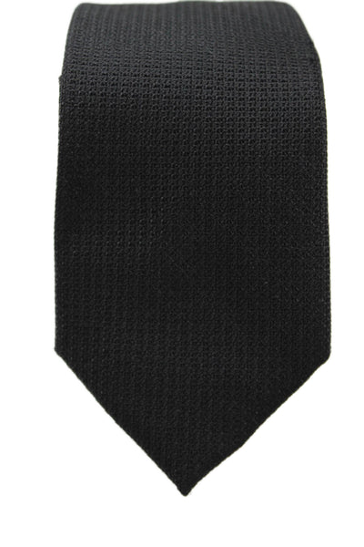 Calvin Klein Mens Satin Classic Length Tie Solid Black