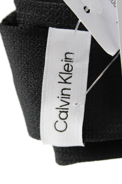 Calvin Klein Mens Satin Classic Length Tie Solid Black