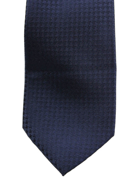 Calvin Klein Mens Satin Monochrome Houndstooth Tie Dark Blue