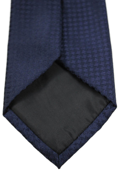 Calvin Klein Mens Satin Monochrome Houndstooth Tie Dark Blue