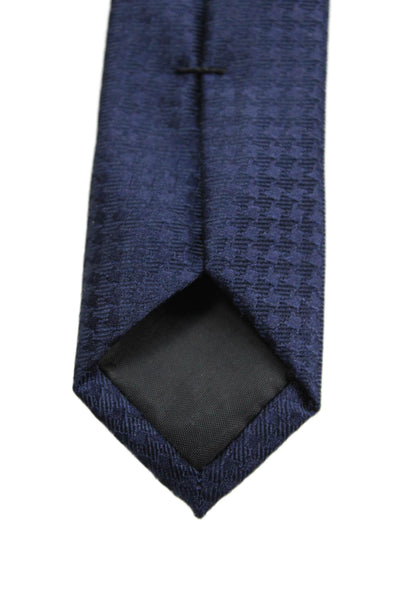 Calvin Klein Mens Satin Monochrome Houndstooth Tie Dark Blue