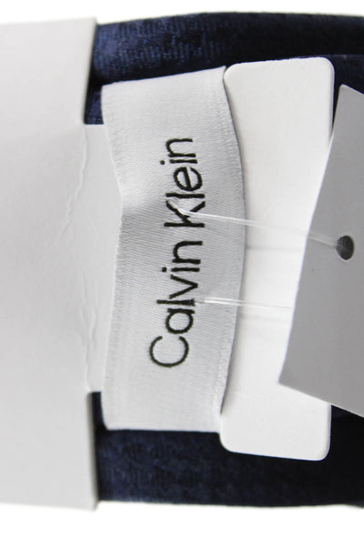 Calvin Klein Mens Satin Monochrome Houndstooth Tie Dark Blue