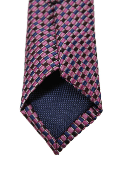 Michael Kors Mens Satin Micro Geometric Print Tie Red
