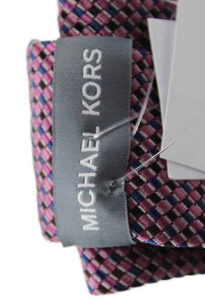 Michael Kors Mens Satin Micro Geometric Print Tie Red