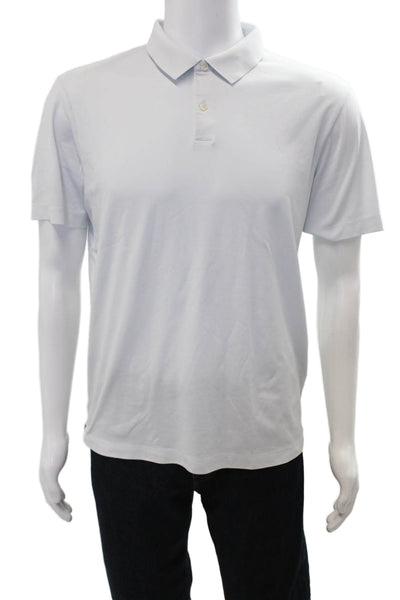 Theory Mens Collared Short Sleeve Polo White 60% Pima 40% Polyester Size L