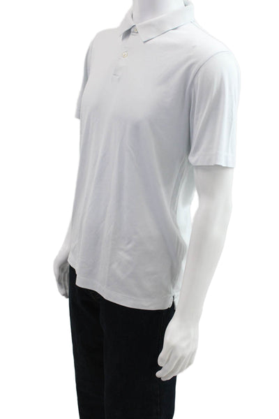 Theory Mens Collared Short Sleeve Polo White 60% Pima 40% Polyester Size L