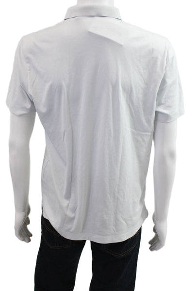 Theory Mens Collared Short Sleeve Polo White 60% Pima 40% Polyester Size L