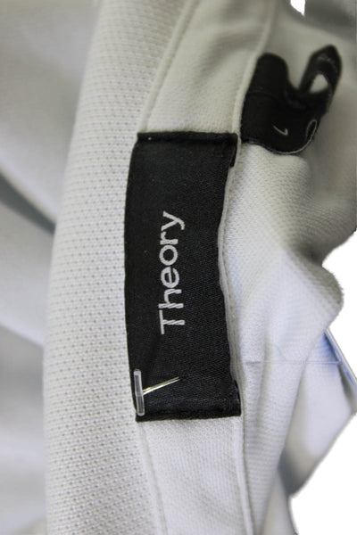Theory Mens Collared Short Sleeve Polo White 60% Pima 40% Polyester Size L