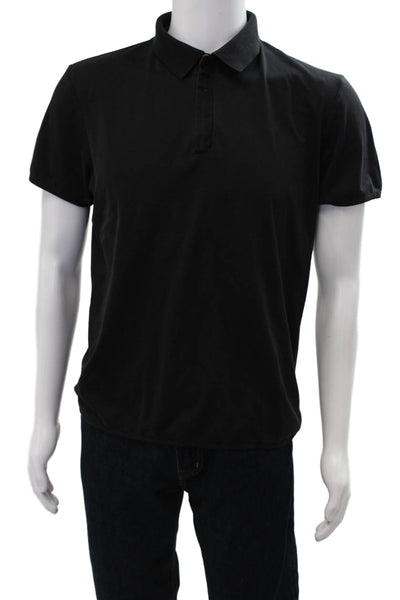Theory Mens Short Sleeve Collared Polo Black Button Size L