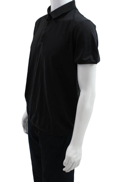 Theory Mens Short Sleeve Collared Polo Black Button Size L