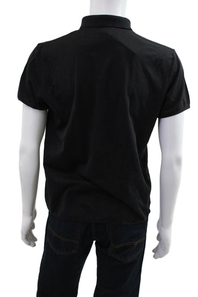 Theory Mens Short Sleeve Collared Polo Black Button Size L