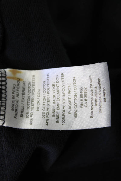 Theory Mens Short Sleeve Collared Polo Black Button Size L