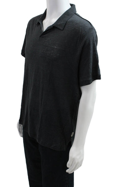 ONIA Mens Polo Collared Short Sleeve Dark Gray 100% Linen Size XL