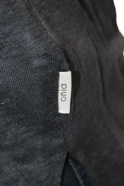 ONIA Mens Polo Collared Short Sleeve Dark Gray 100% Linen Size XL