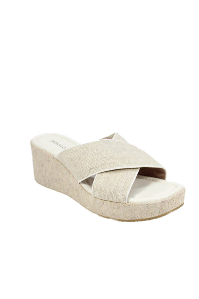Donald J Pliner Womens Square Toe Platform Slip-On Sandals Beige Size 7.5