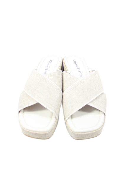 Donald J Pliner Womens Square Toe Platform Slip-On Sandals Beige Size 7.5