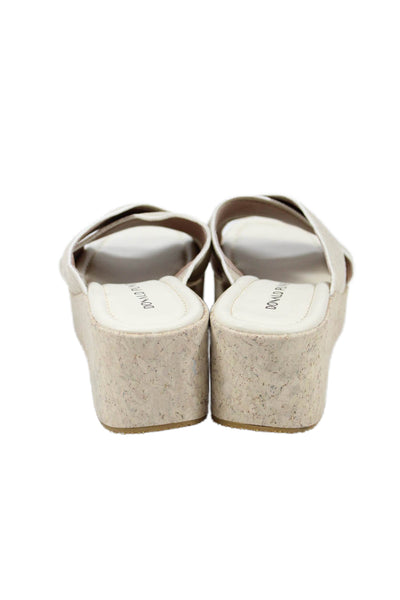Donald J Pliner Womens Square Toe Platform Slip-On Sandals Beige Size 7.5
