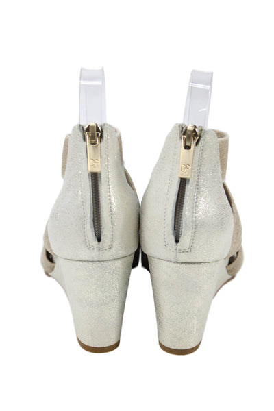 Donald J Pliner Lelle Square Toe Zippered Wedge Sandals Beige Size 7.5