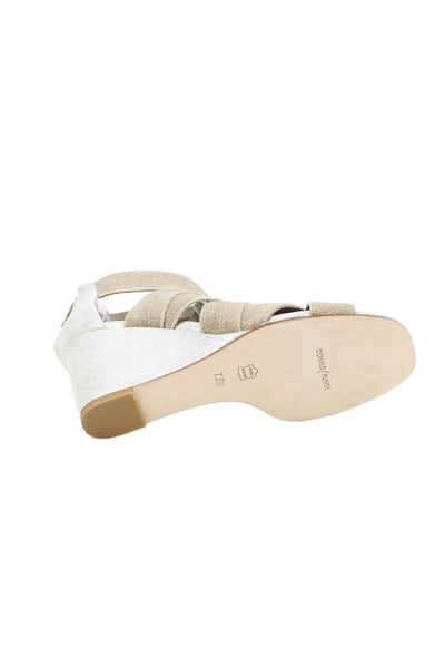 Donald J Pliner Lelle Square Toe Zippered Wedge Sandals Beige Size 7.5
