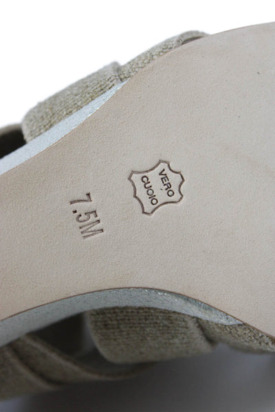 Donald J Pliner Lelle Square Toe Zippered Wedge Sandals Beige Size 7.5