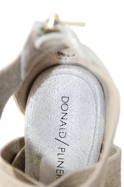 Donald J Pliner Lelle Square Toe Zippered Wedge Sandals Beige Size 7.5