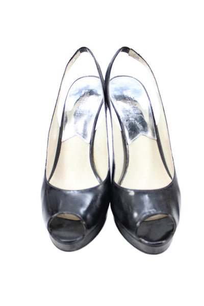 Michael Michael Kors Womens Platform Patent Leather Slingback Pumps Black 9.5
