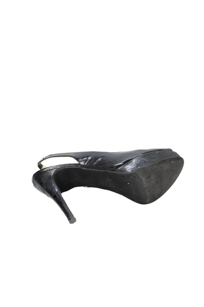Michael Michael Kors Womens Platform Patent Leather Slingback Pumps Black 9.5