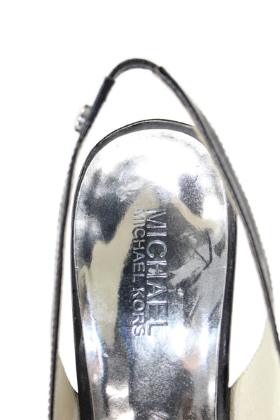 Michael Michael Kors Womens Platform Patent Leather Slingback Pumps Black 9.5