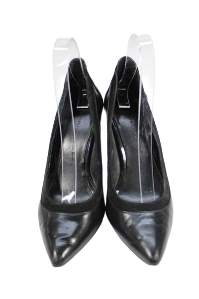 Banana Republic Womens Slip On Stiletto Pointed Toe Leather Pumps Black Size 6