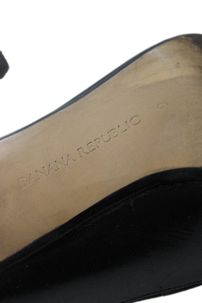Banana Republic Womens Slip On Stiletto Pointed Toe Leather Pumps Black Size 6