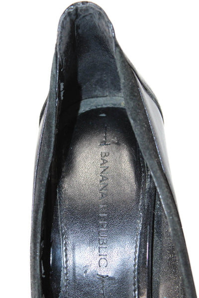 Banana Republic Womens Slip On Stiletto Pointed Toe Leather Pumps Black Size 6