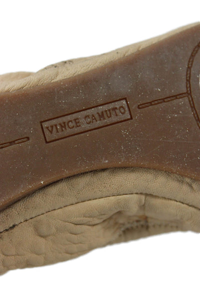 Vince Camuto Womens Slip On Round Toe Leather Ballet Flats Brown Size 6