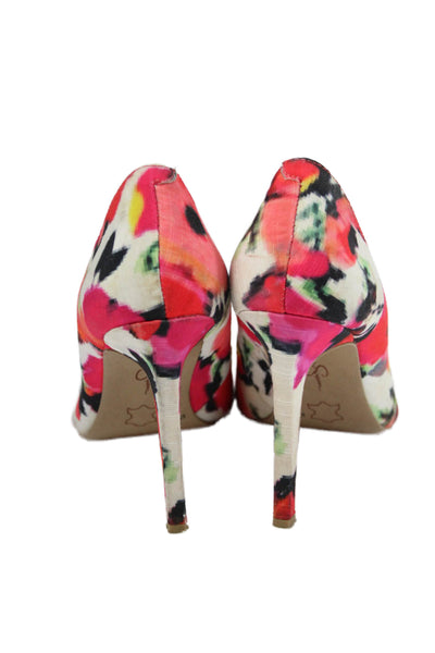 Jessica Simpson Womens Stiletto Heel Pointed Toe Floral Pumps White Red Size 6