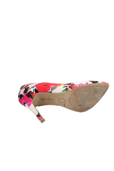 Jessica Simpson Womens Stiletto Heel Pointed Toe Floral Pumps White Red Size 6
