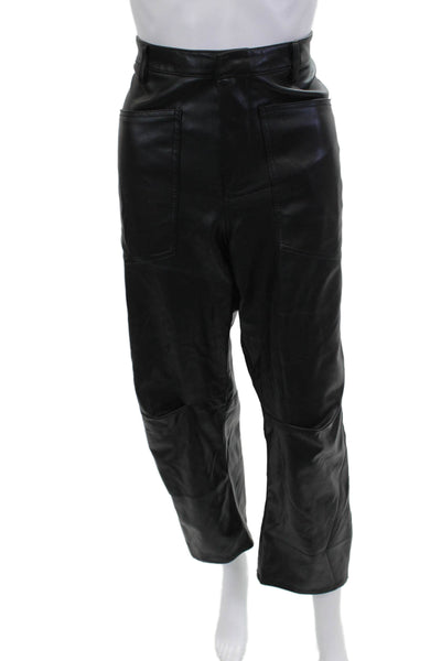 Steve Madden Women Black Faux Leather Cropped Biker Pants Size S