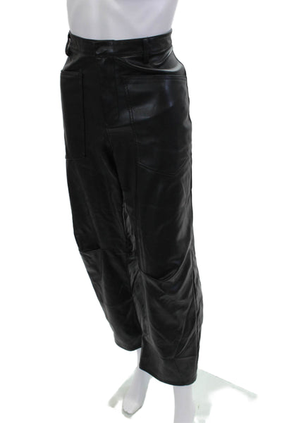 Steve Madden Women Black Faux Leather Cropped Biker Pants Size S