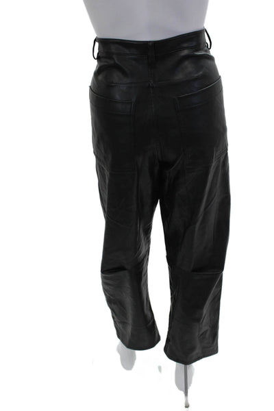 Steve Madden Women Black Faux Leather Cropped Biker Pants Size S