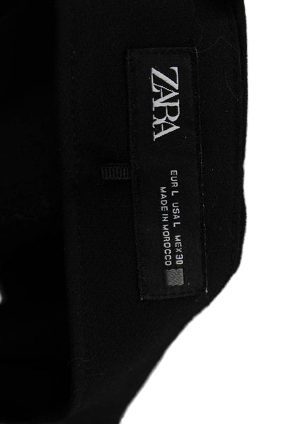 Zara Women Mini Skort Black Polyester Solid Size L