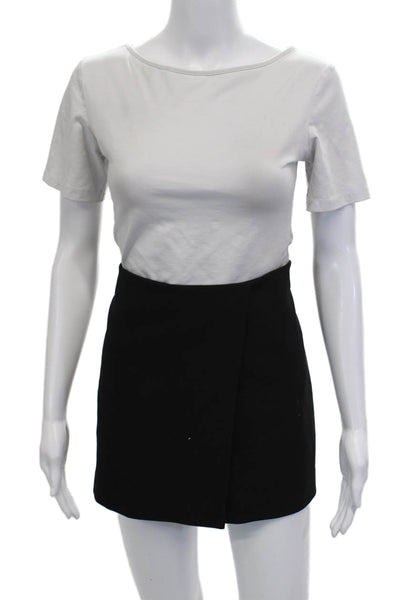 Zara Womens Mini Wrap Skort Black Polyester Blend Size L