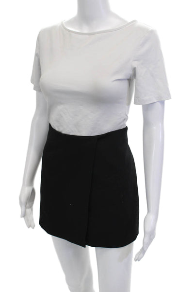 Zara Womens Mini Wrap Skort Black Polyester Blend Size L