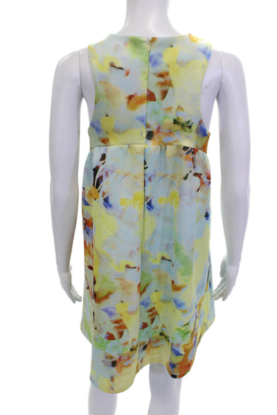 J.O.A. Womens A-Line Blue Floral Mini Dress Size L