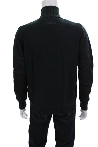 Lacoste Mens Full Zip High Neck Cotton Sweater Black Long Sleeve Size 5XL
