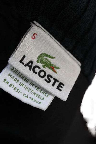 Lacoste Mens Full Zip High Neck Cotton Sweater Black Long Sleeve Size 5XL