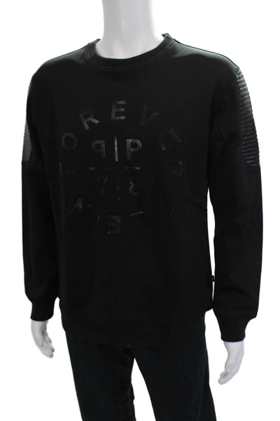 Phillip Plein Mens Pullover Sweatshirt Black 100% Cotton Graphic Size XL