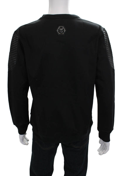 Phillip Plein Mens Pullover Sweatshirt Black 100% Cotton Graphic Size XL